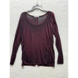 Maurice's Women's Size‎ 2 Burgundy Long Sleeve Embellished Knit Top